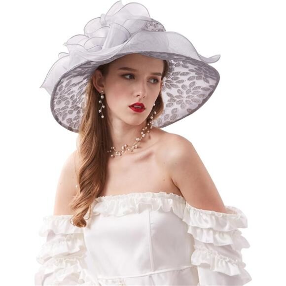 Kentucky Derby Hats - Organza Hat Fascinator Hat Grey - Picture 1 of 5